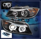 2006 2007 2008 BMW E90 3-SERIES HALO PROJECTOR HEADLIGHTS BLACK 328XI 335XI