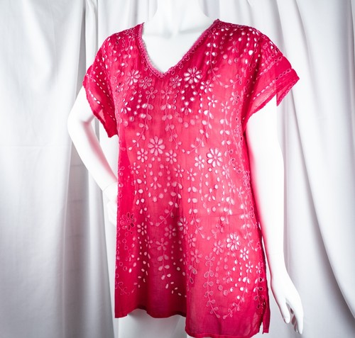 JOHNNY WAS New Pink Floral Cupro Rayon Women Bohemian Blouse Top Size XL - Picture 8 of 12