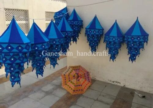 10 Pcs Indian Wedding Decor Lantern Collapsible Lamps Cotton Handmade Lanterns