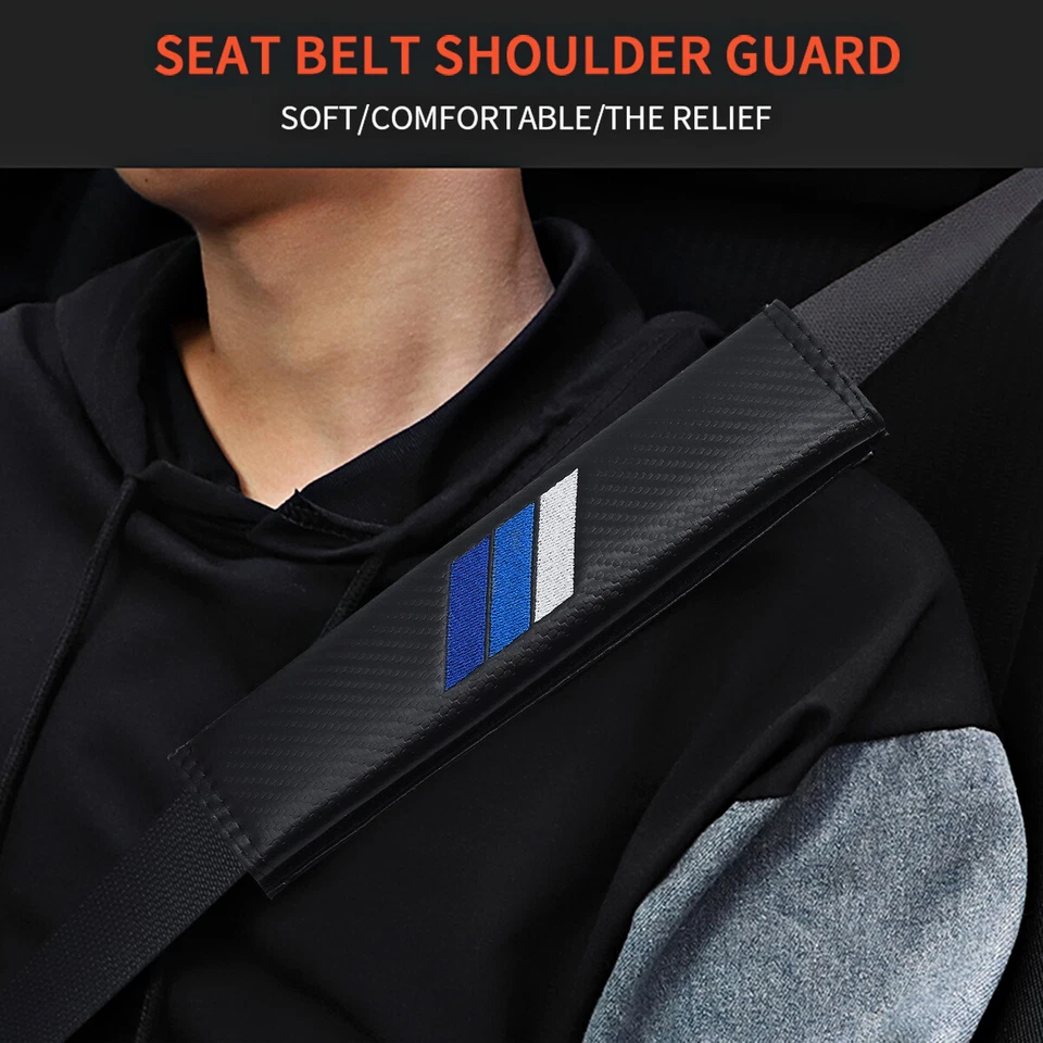 2x for Toyota Accessory Blue Embroidered Safety Seat Belt Shoulder Pad Cover - Image 2 of 4
