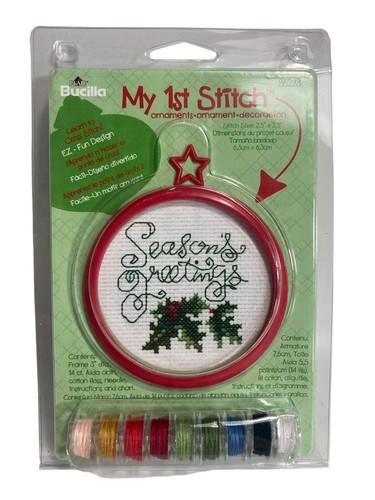 Bucilla My 1st Christmas Cross Stitch Ornament Kit #86223 Seasons Greetings New - Picture 4 of 4