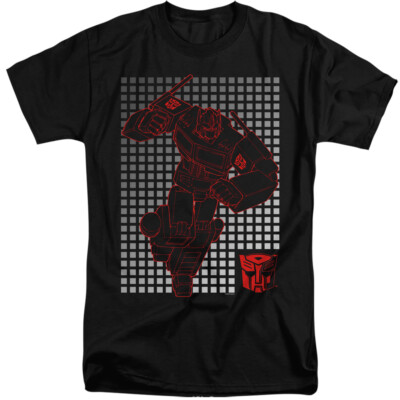 Transformers Tall T-Shirt Optimus Prime Grid Black Tee