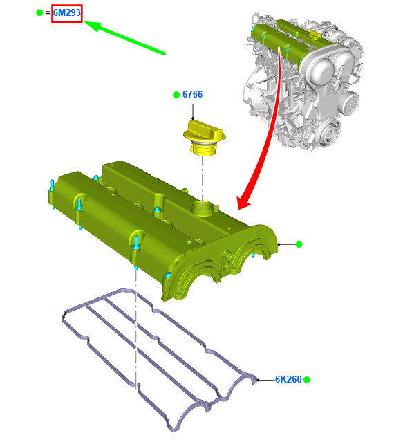 FORD B-MAX B232 Cylinder Head Cover 2281362 1S6G-6M293-AN NEW  