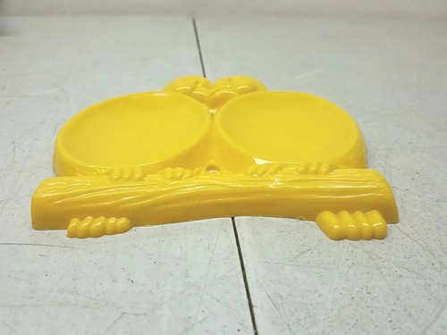 Plastic Yellow Lovebirds Dual Spoon Holder Vintage Admiration Made In USA - Picture 4 of 7