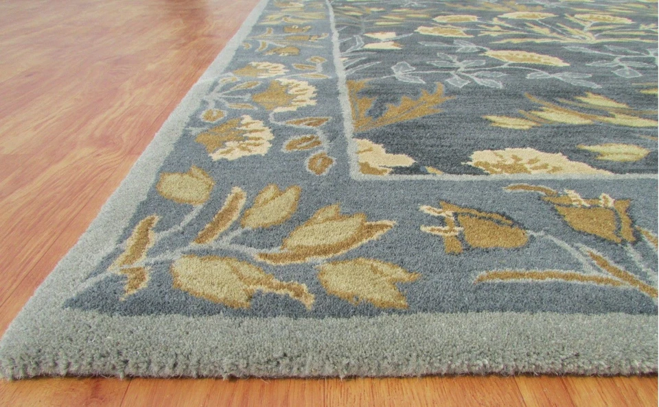 Auténtica alfombra azul Adeline 2.5x9 3x5 5X8 8X10 9X12 alfombra floral azul lana alfombras Foto 3 de 4