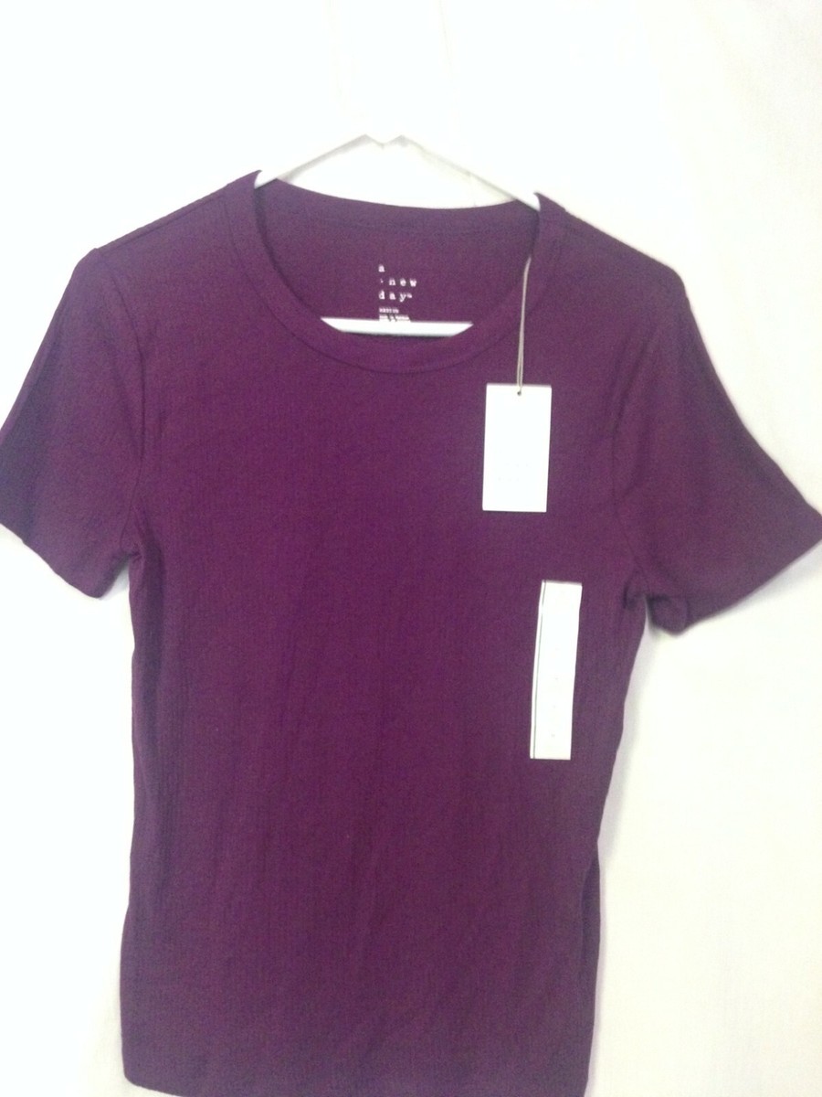 Women's Short Sleeve Rib T-Shirt - A New Day - Dark Purple