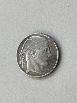 1948 Belgie 50 F, Silver Coin Fifty Cents, Collectible RAU,Silver Rare ...