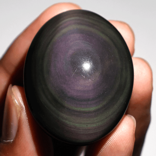 16.7g Natural Rainbow Obsidian Hi-Grade Collectible Oval Crystal Palmstone~ 41mm - Picture 8 of 12