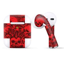 Skins Wraps compatible for Apple Airpods Red Punk Skulls Liberty Spikes