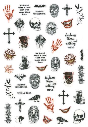 Halloween Nagel Sticker Gothic Nailwrap Nageldesign Nailart Nails Aufkleber - Photo 1/2