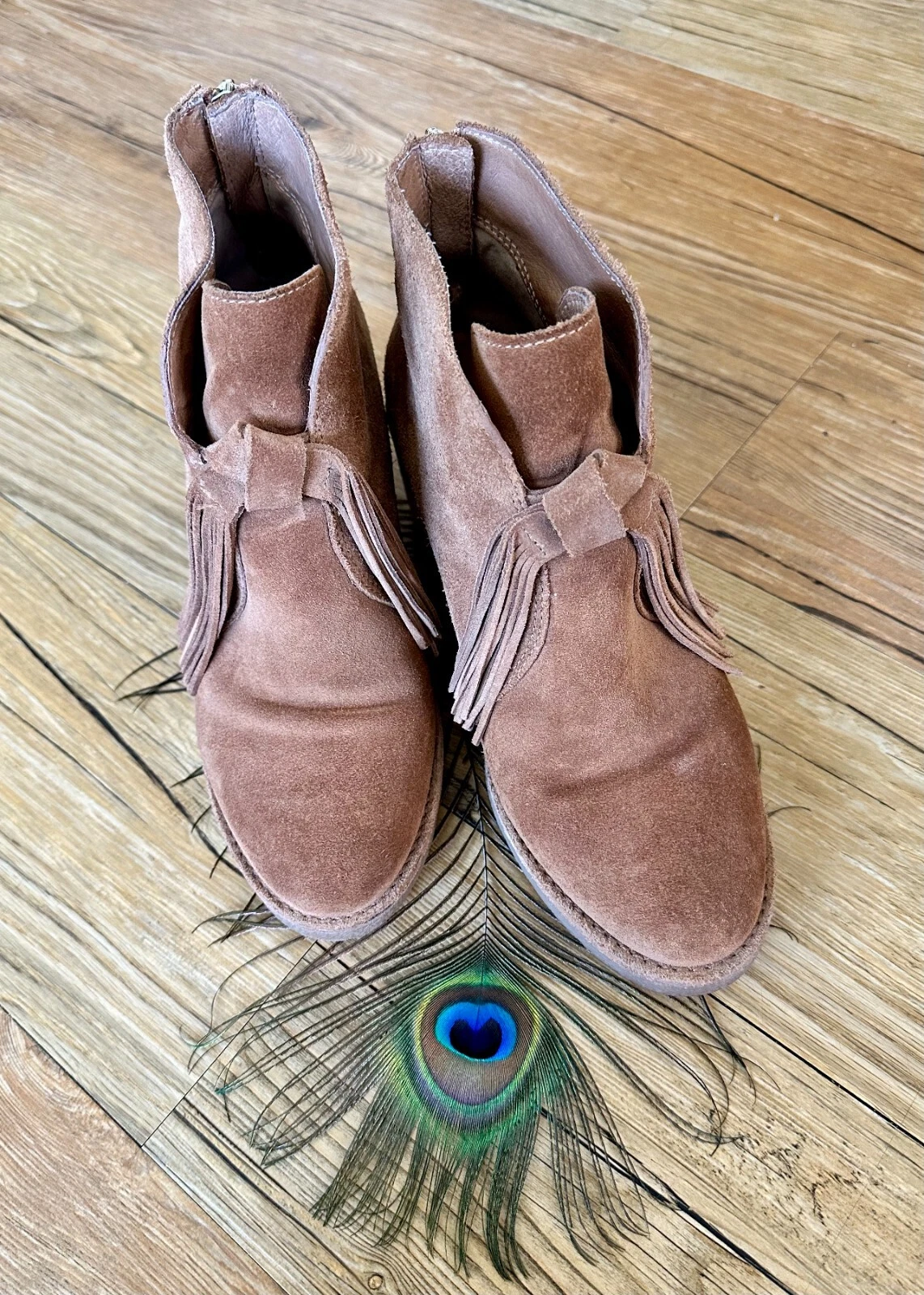 Stivaletti UGG donna castagno corin frange fiocco taglia 8 festival bohemien