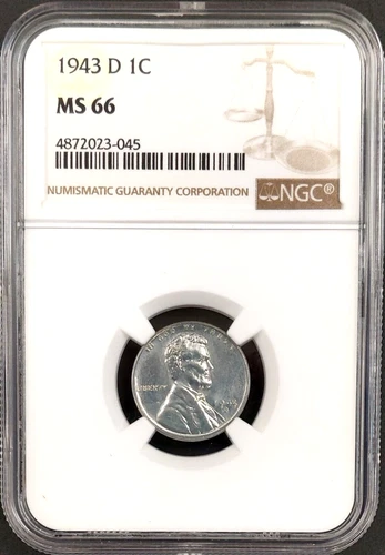 1943 D Lincoln Cent certified MS 66 by NGC!