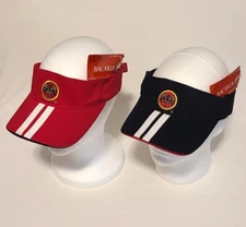 2 Bacardi Logo Sun Visors Hats Embroidered Adjustable Strapback NEW WITH TAGS