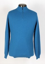 Loro Piana 100 Baby Cashmere 1/2 Zip Sweater - Blue - M - 1775 Retail