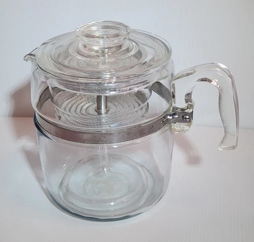 Vintage Pyrex Flameware Glass Percolator 9 Cup Coffee Pot 7759 B Complete