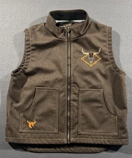 Cowboy Hardware Vest Boys XL 14/16 Brown Embroidered Cow Skull Rodeo Western