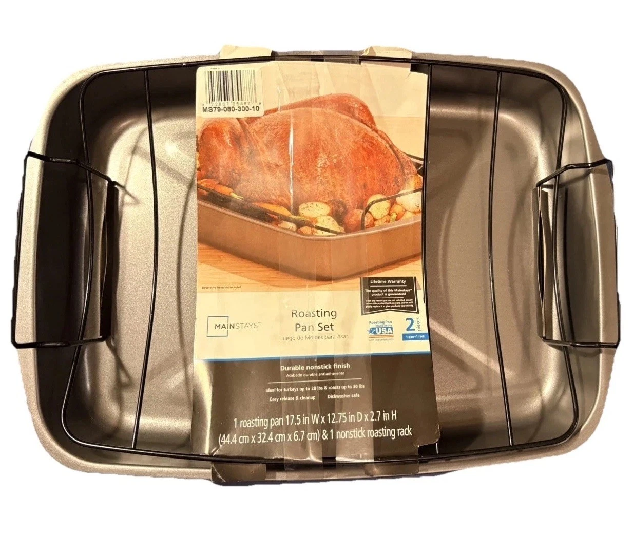NEW Mainstays 2-Piece Large Non-Stick Roasting Pan Set with Removable Rack