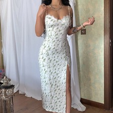 Women Floral Printed Maxi Dress Low Cut Backless Long Dress Summer Party Vacatio