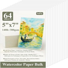 Watercolor Paper Pad 5x7 Inch 64 Sheets 140lb Cold Press Bulk Art Paint Paper