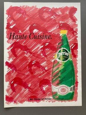 Haute Cuisine Perrier Wasser Mineralwasser retro 1994 Vintage Ad Werbung Reklame