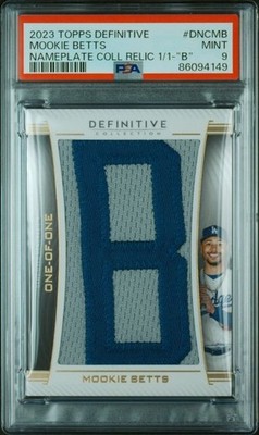 2023 Topps Definitive Collection Mookie Betts Nameplate Relic 1/1 Patch PSA 9