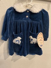 Rebecca Raggs Original Toddler Girls Dress Blue Velour 18 Months VTG NWT