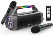Karaoke Machine with Two Wireless Microphones,Portable Bluetooth Speaker for ...