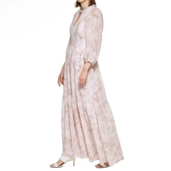 Calvin Klein Long Sleeve Floral Print Gown in Blush Pink Multi Size 12 New NWOT - Image 2 of 4
