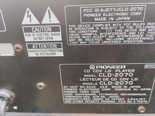 Vintage Pioneer CLD-2070 LaserDisc CD CDV LD Player NOT WORKING Parts Or Repair - Picture 6 of 8