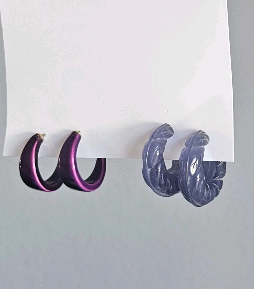 Juego de Joyas Púrpura Vintage (2X)- Pendientes de Cristal + Pendientes Metálicos Retro Foto 2 de 4