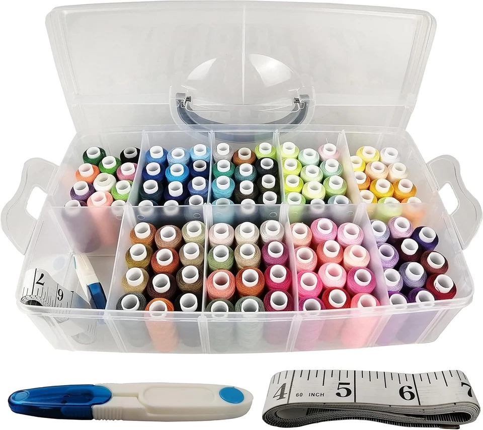 100 Colors Sewing Thread Spools in Storage Case - Image 3 of 4
