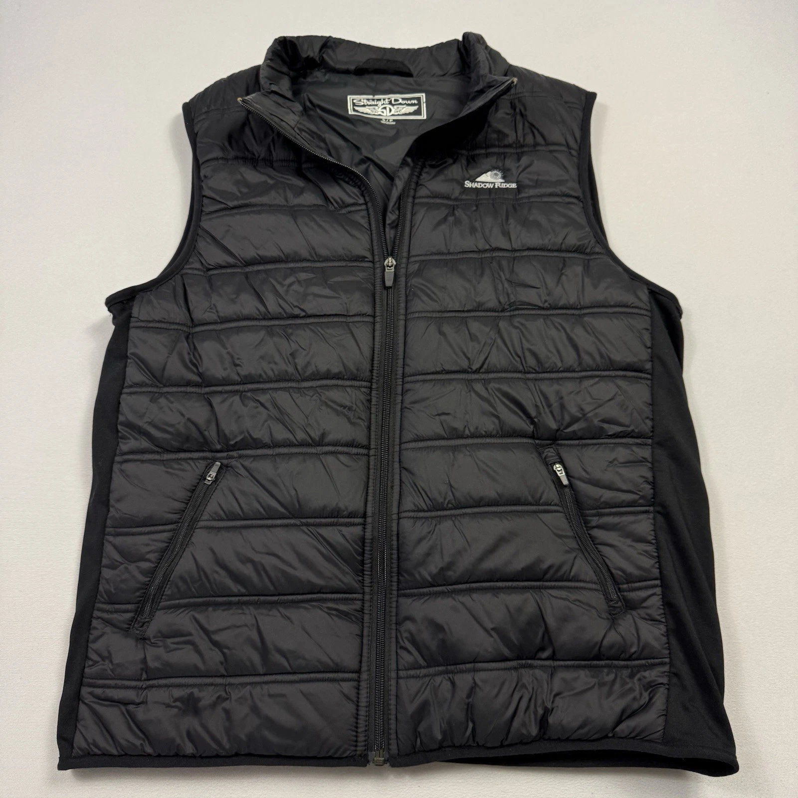 Straight Down Nylon Puffer Golf Jacket Vest Full Zip Black Men's Small