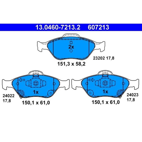 ATE 13.0460-7213.2 Bremsbelagsatz, Scheibenbremse-image