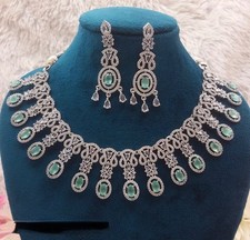 Elegant Bridal Necklace Earrings Set Cubic Zirconia Choker Wedding Jewelry