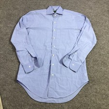 Sid Mashburn Dress Shirt Mens 15.5 34/35 Blue Solid Slim Fit Long Sleeve