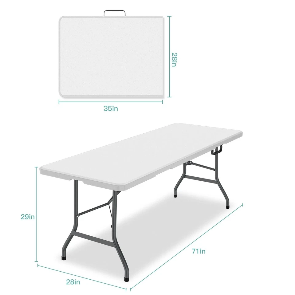 6ft Folding Table, Foldable HDPE Dining Table for Picnic, Camping, Party, Dis... - Imagem 2 de 4