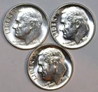 (3) 1964-P Roosevelt Dimes - AU/BU - #1930E - FREE SHIPPING