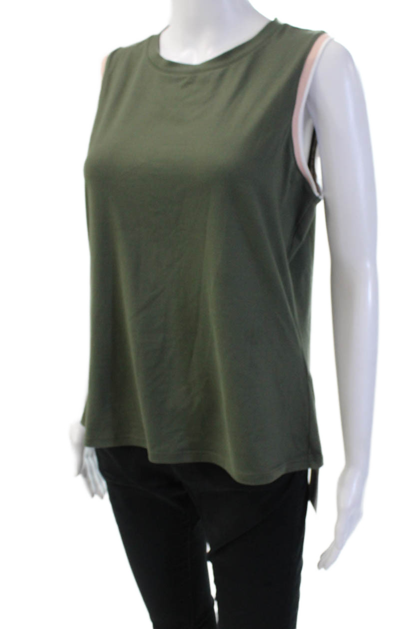 Varley Women Basic Tank Solid Green Crewneck Slee… - image 2