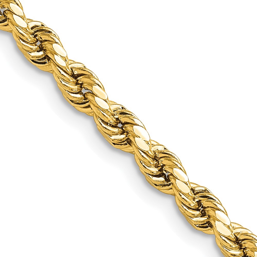 10K Yellow Gold 4mm Semi-solid Diamond-cut Rope Chain Necklace 16