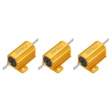 3pcs 25W 50 Ohm 5 Aluminum Housing Case Resistor, Wirewound Resistors Gold