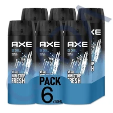 AXE Ice Chill 48-Hour Fresh Deodorant Body Spray Fragrance for Men 150ml -6 Pack