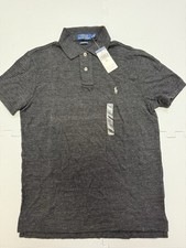 Polo Ralph Lauren Mens Polo Black Short Sleeve Custom Slim Fit Medium Free Ship