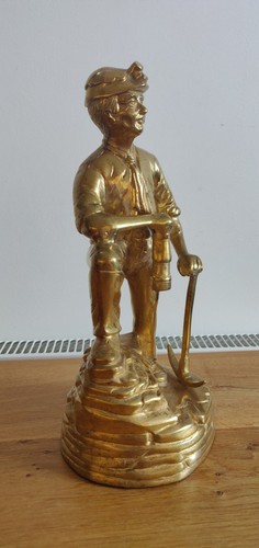 Vintage Messing Bergmann Figur ungewöhnlich größer 1 Fuß hoch schwer - Bild 2 von 7