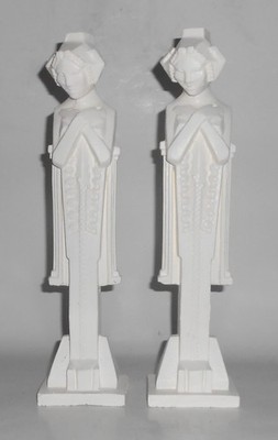 Frank Lloyd Wright Midway Gardens Pair Sprite CONCRETE Statues WHITE
