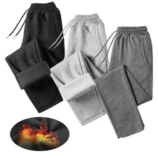 Winter Men Open Bottom Fleece Sweatpants Jogging Running Workout Sweat Pants