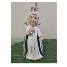 Vintage Christmas King/Wise man Figurine Crown White Gold Green Japan Mark