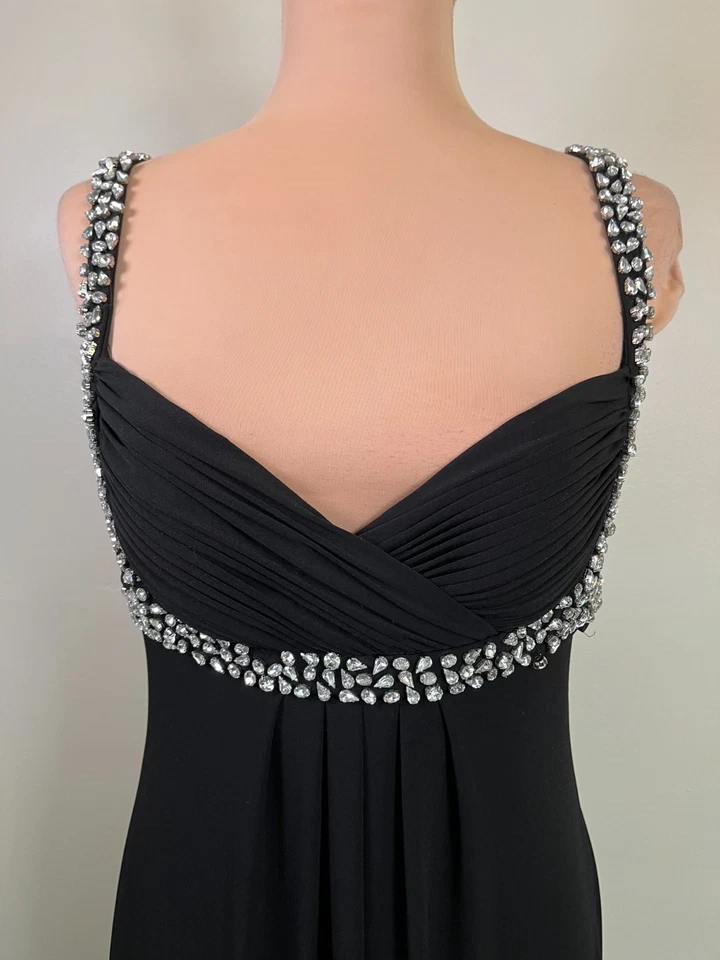 Vestido maxi formal JS Boutique feminino preto tamanho 6 enfeitado com miçangas - Imagem 3 de 4