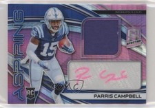 2019 Spectra Aspiring Neon Pink Prizm 16/25 Parris Campbell Patch Auto 6fs