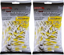 Pride Professional Tee System ProLength 2 ¾" Golf Tees, 2 3/4", White/Yellow 