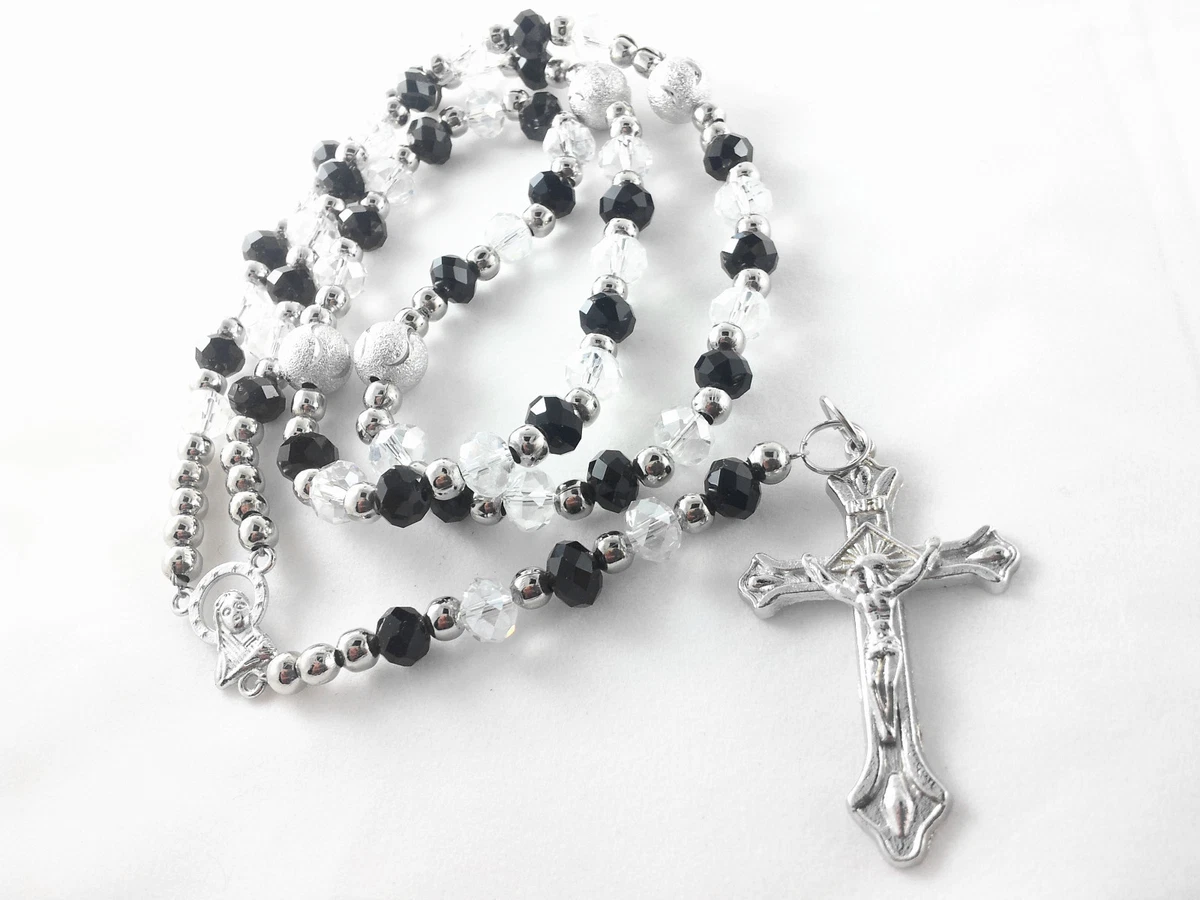 Beautiful rosary prayer beads rosary chain necklace with cross crucifix